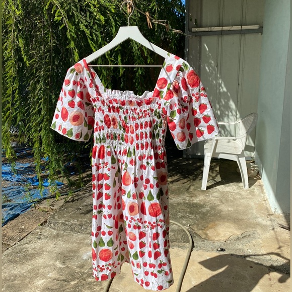 *SOLD* RARE NWT “Lisa Says Gah” Toni Fruit Print Smocked Bust Dress - Picture 3 of 16